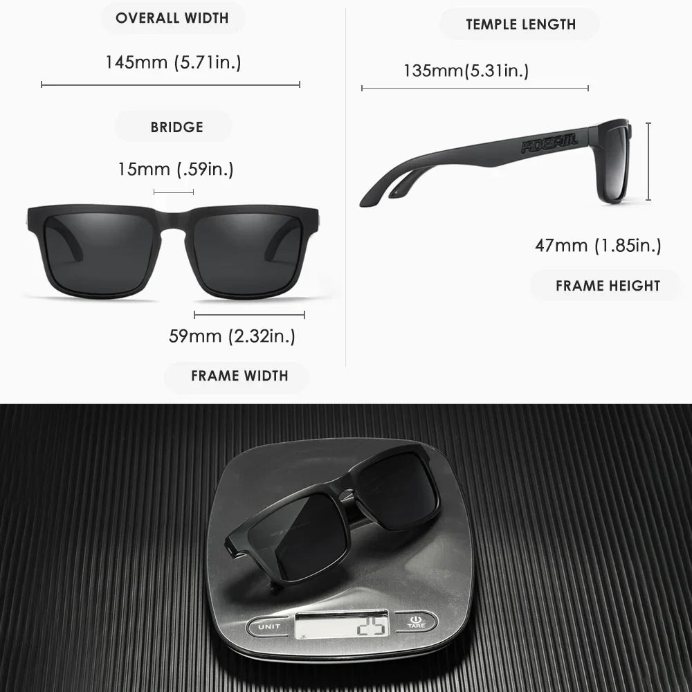 KDEAM Men/ Women Polarized Sunglasses Square Casual With Zipper Case