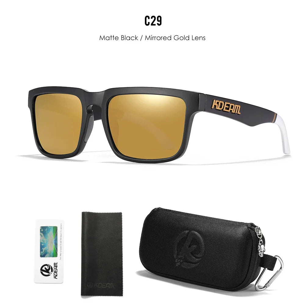 KDEAM Men/ Women Polarized Sunglasses Square Casual With Zipper Case