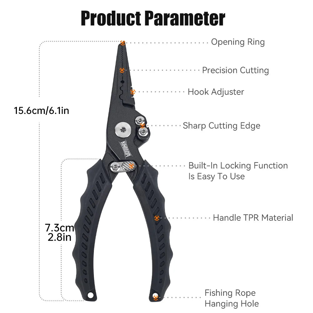 Kingdom Stainless Steel 85g 20cm Open Ring Braided Line Scissors Wire Cutter Hook Remover Multi-function Pliers