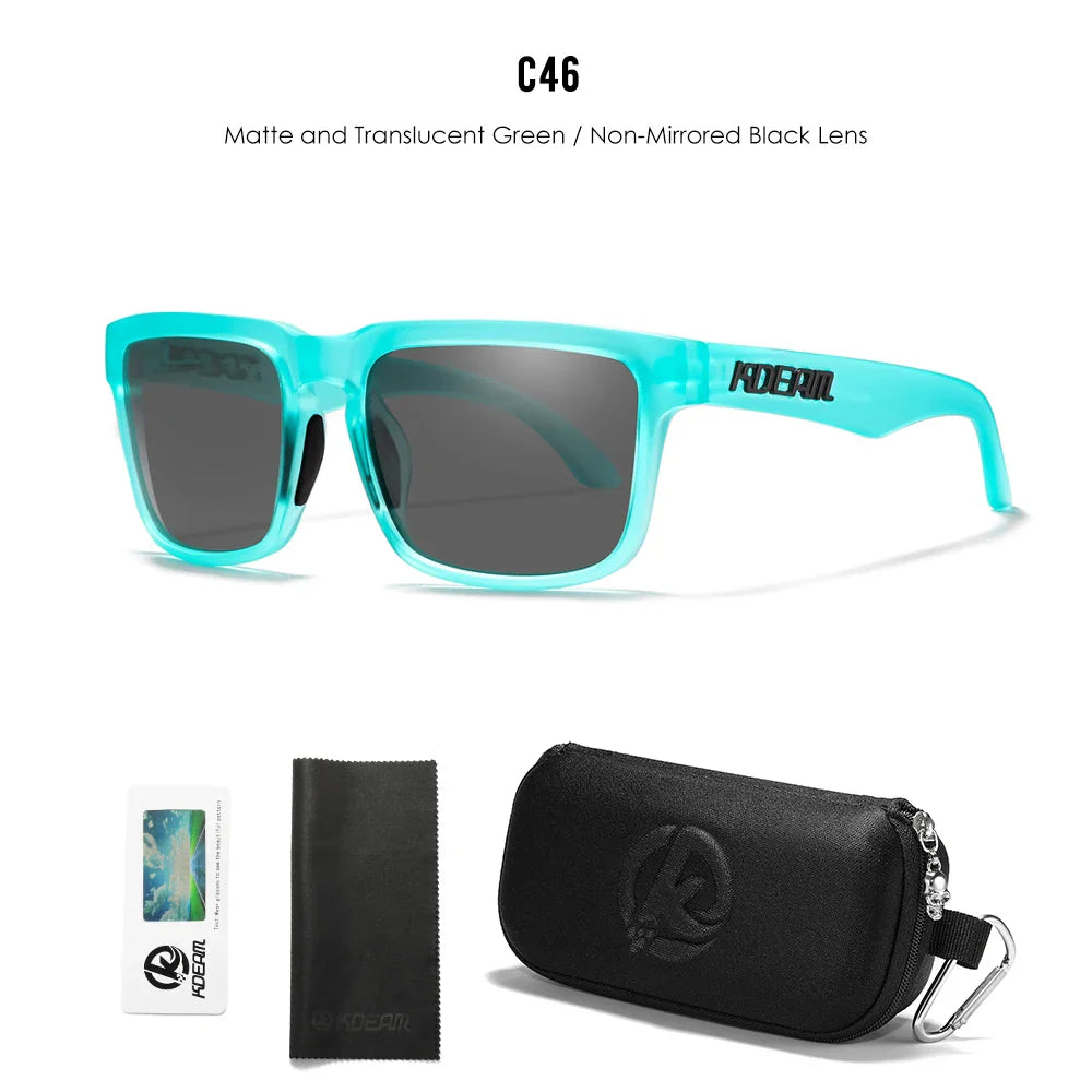 KDEAM Men/ Women Polarized Sunglasses Square Casual With Zipper Case