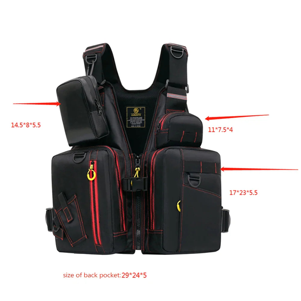 Multi-functional life jacket vest for outdoor fishing, a must-have for safety. Multiple pockets for storage