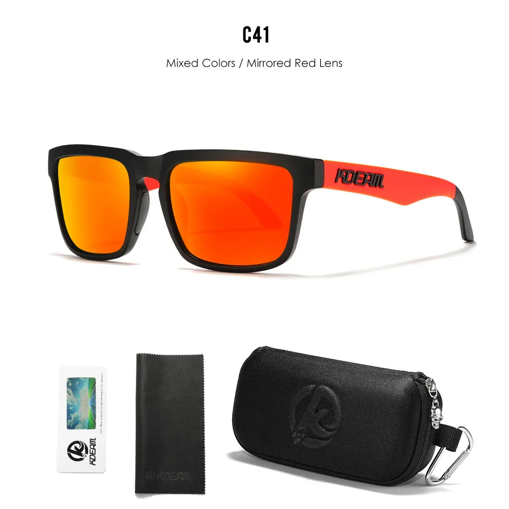 KDEAM Men/ Women Polarized Sunglasses Square Casual With Zipper Case