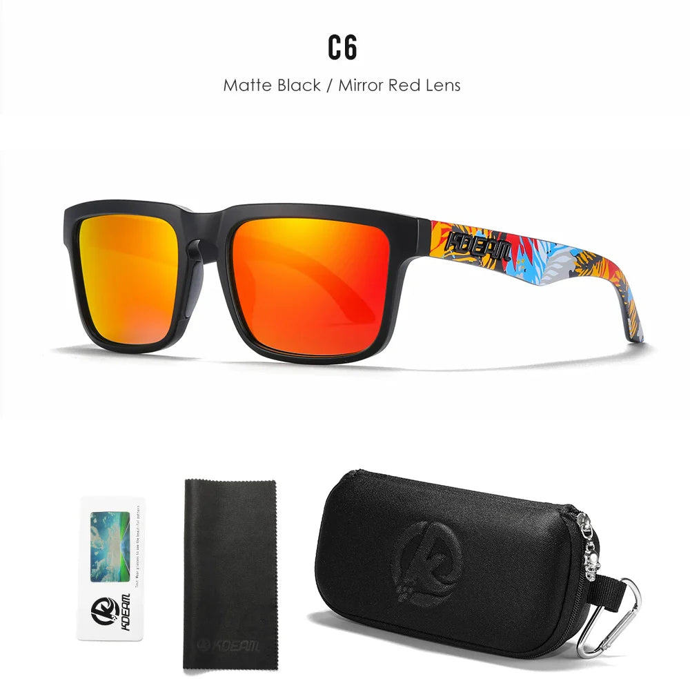 KDEAM Men/ Women Polarized Sunglasses Square Casual With Zipper Case