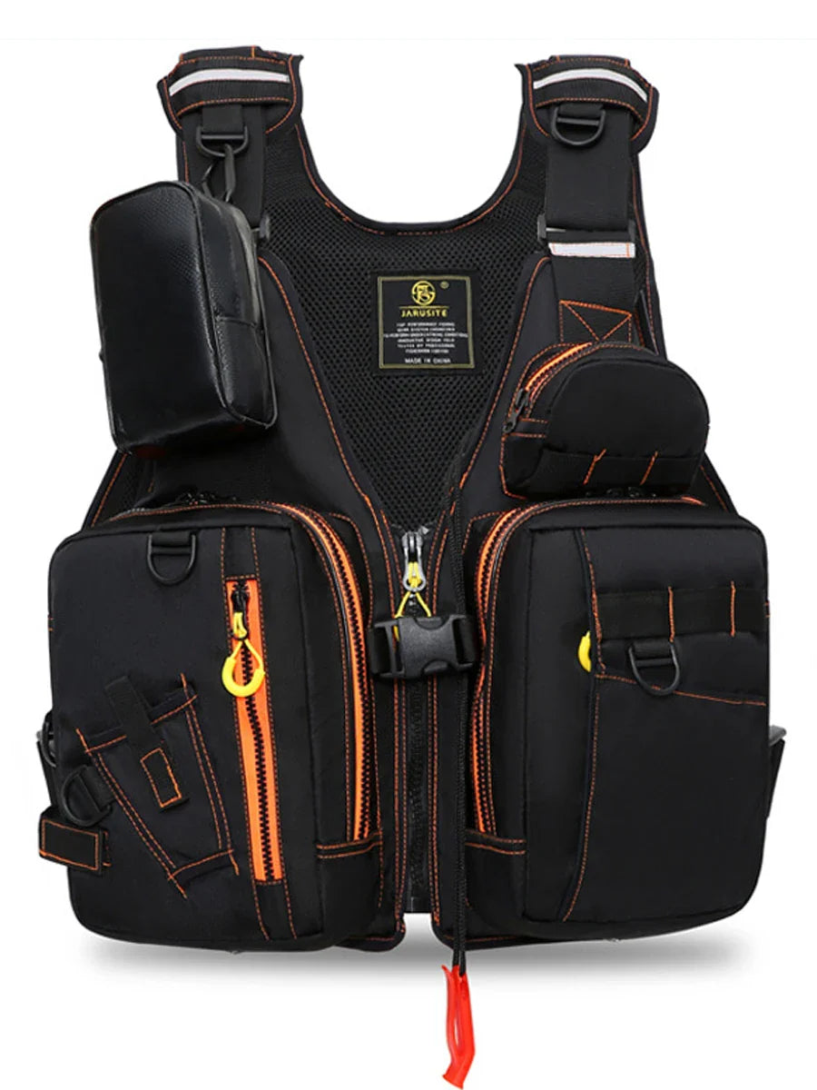 Multi-functional life jacket vest for outdoor fishing, a must-have for safety. Multiple pockets for storage