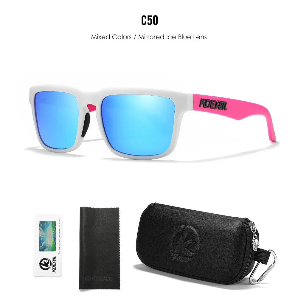 KDEAM Men/ Women Polarized Sunglasses Square Casual With Zipper Case
