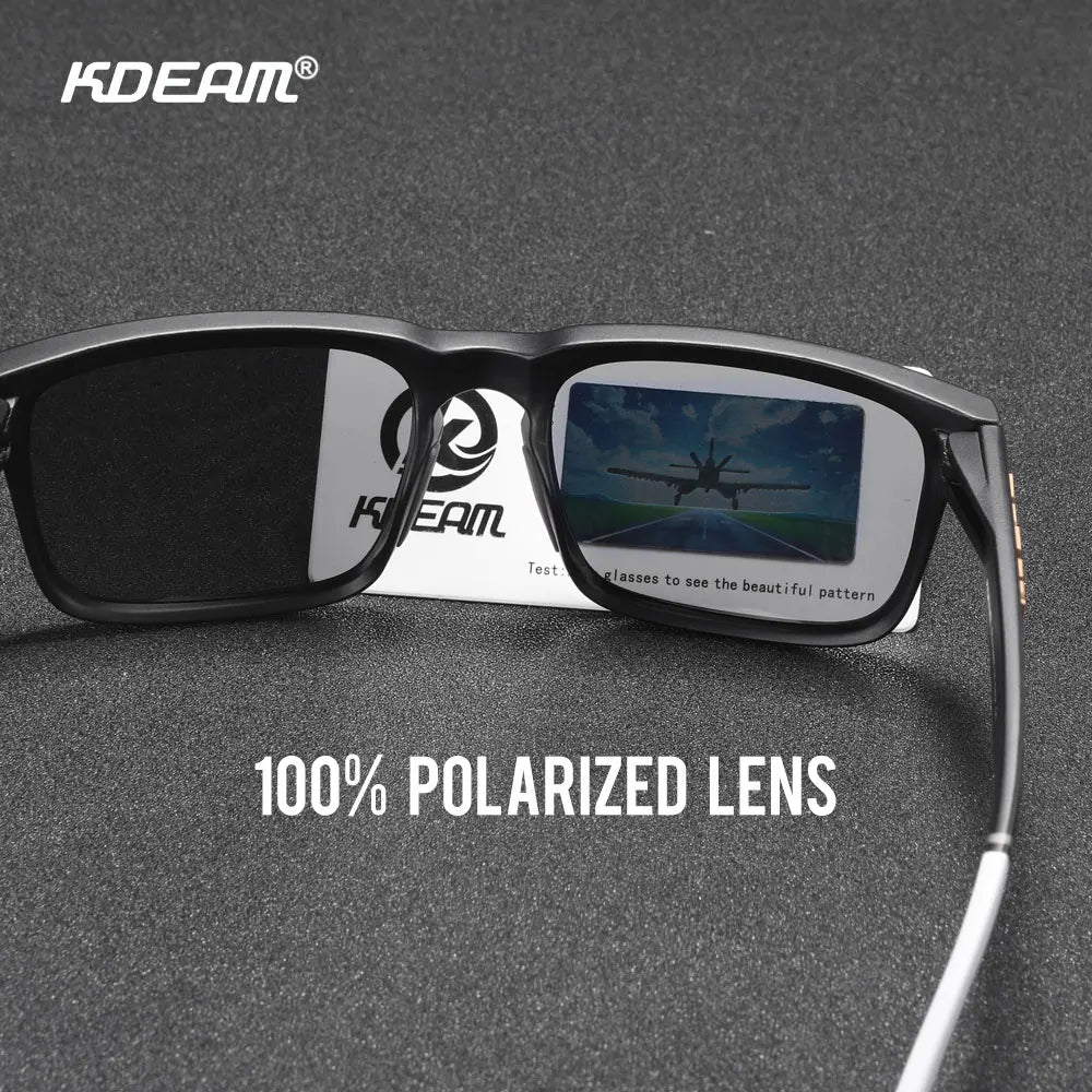 KDEAM Men/ Women Polarized Sunglasses Square Casual With Zipper Case